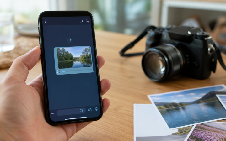 Celular com envio de fotografia travado em aplicativo de mensagens