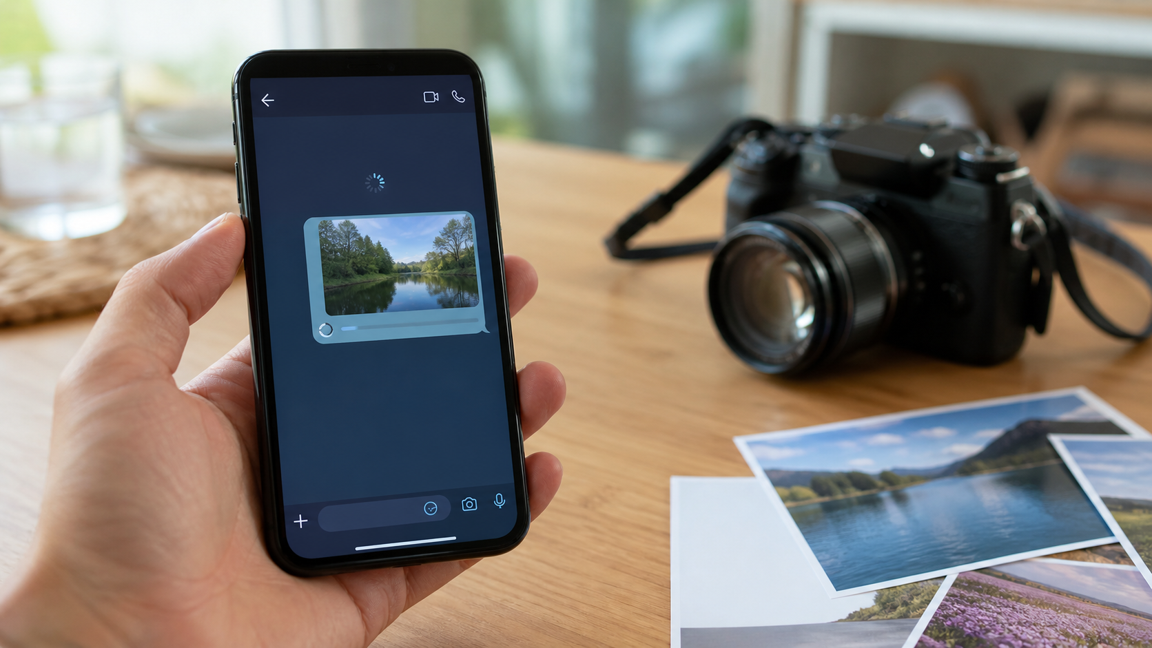 Celular com envio de fotografia travado em aplicativo de mensagens